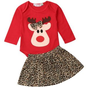 Kerst Baby Baby Meisje 0-18M Kleding Strik Rok Romper Luipaard Rok Outfit