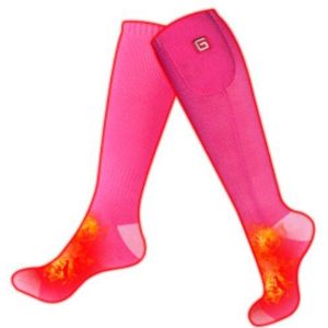 Roze Vrouw Warme Winter Verwarmde Sokken met 3.7V Oplaadbare Batterij Elektrische Sokken voor Chronisch Koude Voeten Slapen Wandelen