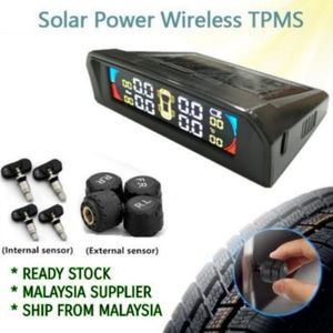 Auto Tpms Bandenspanning/Temp Monitor Usb Charge & Solar 4 Externe Sensoren Verstelbare Led Display 4BAR Auto Beveiliging alarmsysteem