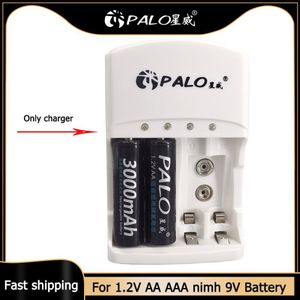 Palo 6F22 9V Lithium Ni-Mh Batterij Oplader Led Display Voor 1.2V Aa Aaa Nimh Nicd Batterij 9V li-Ion Nimh Oplaadbare Batterij