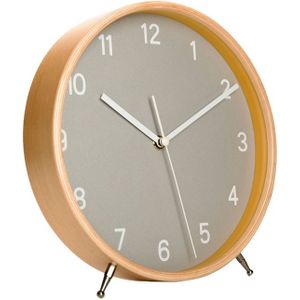 Houten Tafelklok - Retro - Non-Tikkende Tafel Bureau Klok - Met Quartz Grote Cijfers - Decoratieve Voor Slaapkamer