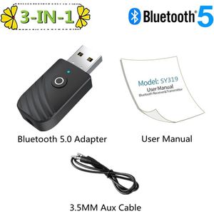 Weevnn Usb Bluetooth 5.0 Zender Ontvanger 4 In 1 3 In 1 2 In 1 Adapter Dongle 3.5Mm Aux voor Tv Pc Hoofdtelefoon Home Stereo Auto