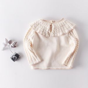 Ins De Leeftijd Seizoen Zuigelingen Baby Lotusblad Kraag Baby Vest Jasje + Wol Kleding Klim Kleding Kleren romper Meisje