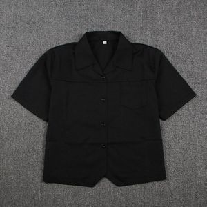 Japanse School Jurk Tops Basic Jk Uniform Wees Kraag Front Half Fold Shirt Wit Zwart Korte Mouwen Meisjes Student Overhemd