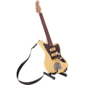 1/6 Houten Mini Gitaar Muziekinstrumenten Model W/Stand Decoratie Beige