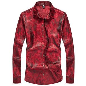 Paars Paisley Bloemen Shirt Mannen Brand Slim Fit Lange Mouwen Casual Button Down Jurk Shirts Mannen Partij Voeren shirt Mannelijke