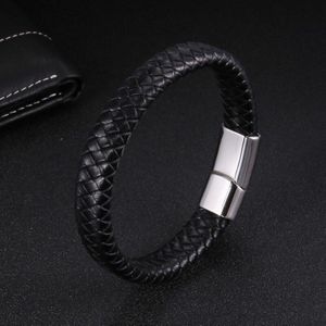 Naiqube Lederen Armband Voor Mannen Rvs Classic Trendy Wrap Armband Voor Mannen Mode-sieraden