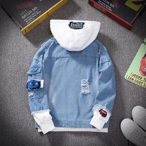 Mannen Denim Jas Streetwear Hip Hop Mannen Hooded Jean Jassen Mannelijke Ongedwongen Losse Bovenkleding Lente Mode Slanke fit Jas