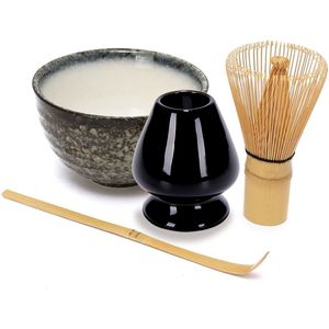 4 stks/set Traditionele Matcha Giftset Natuurlijke Bamboe Matcha Garde Scoop Ceremic Matcha Kom Garde Houder Japanse Stijl Thee Sets