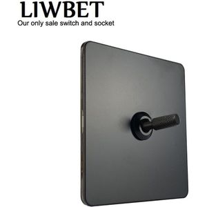 Liwbet Alle Zwarte 1 Gang / 2 Gang / 3 Gang / 4 Gang 2 Way Wall Switch En Roestvrij stalen Paneel Licht Schakelaar En Stopcontact