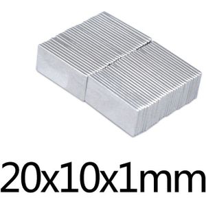 20-50 Stuks 20X10X1 Mm Vierkante Super Sterke Neodymium Magneet Blok Permanente Magneten 20X10X1 Mm Krachtige Magnetische Magneten 20*10*1 Mm