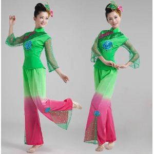 Nationale Dancewear Vintage Vrouwen Yangko Dans Kostuum Pak Klassieke Fan Dansen Kleding Big Size 3XL 4XL Show Kleding