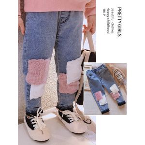 Lente Herfst Baby Boy Meisjes Ripped Jeans Kinderen Kids Gebroken Gat Broek Witte Kleur Meisjes Elastische Taille Denim Bont Broek