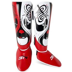 Chinese Opera Gezicht Make-Up Boksen Scheenbeschermers Pu Enkel Protector Mma Muay Thai Kickbox Training Beenwarmers Sparring Scheenbeschermers