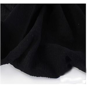 Zachte Linnen Katoen materiaal zwart crincle rimpel tissue sjaals jurk dubbellaags linnen katoen crêpe stof Door meter