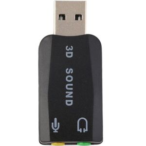 Duurzaam Lichtgewicht Plug & Play Usb 2.0 Naar 3D Voor Mic Speaker Audio Headset Geluidskaart Adapter 5.1 Kanalen Voor pc Laptop Black