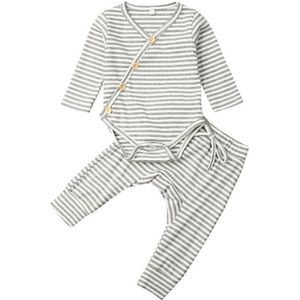 Pasgeboren Baby Jongens Meisjes Kleding Gestreepte Print Tops Romper Jumpsuit Lange Broek Katoen Outfits Kleding Sets