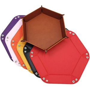 8 Kleuren Pu Leer Folding Hexagon Dobbelstenen Dienblad Paars Dobbelstenen Doos Voor Rpg Dnd Games Dobbelstenen Storage Case