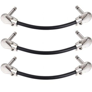Ammoon 15 cm/6in Gitaar Effect Pedaal Instrument Patch Kabel 1/4 "Zilver haakse Plug Zwart PVC jas, 3-Pack