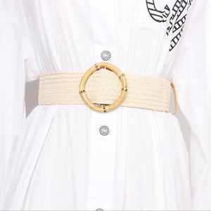 Zomer Vrouwen Strand Bohemen Elastische Riem Gordel Vierkante Bucklet Gevlochten Riem Zomer Vrouwen Jurk Koreaanse Mode Riem