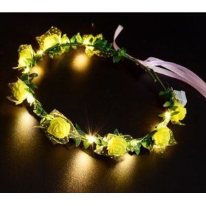 Led Verlichte Gloeiende Bloem Hoofdband Garland Krans Knipperende Bloemen Haarband Glow Patry Home Decor Verjaardag