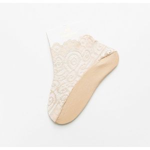 1 Paar Vrouwen Meisjes Lente Zomer Lace Mesh Bloemen Korte Sok Antislip Onzichtbare Dunne Sokjes Sox