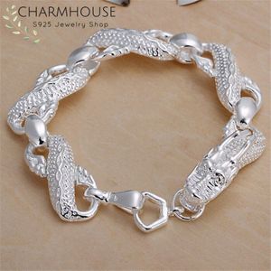 Charmhouse 925-Sterling Zilveren Armbanden Voor Mannen 10mm Draak Armband & Bangles Polsband Pulseira Homme Sieraden