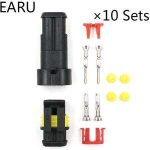 10 sets AMP 1.5 DJ7021-1.5 2 Pin Way Waterdichte Atuomotive Elektrische Draad Kabel Connector Plug Socket Apater Auto Xenon LED lamp