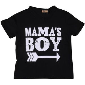 Kids Mama Boy Gedrukt Tops Mama Baby Jongens Korte Mouw Pijl Zwart Katoenen T-shirt Zomer Casual Kleding SS