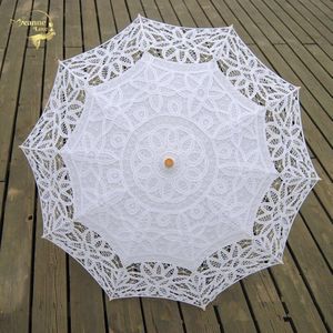 Kant Parasol Parasol Borduurwerk Bruid Paraplu Wit Ivoor Wedding Paraplu Ombrelle Dentelle Parapluie Mariage Decoratieve
