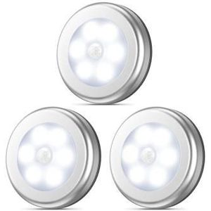 Motion Sensor Nachtlampje Draadloze Ronde Led Light Kast Trap Lamp Magneet Veilig Hal Badkamer Slaapkamer Keuken Kast Verlichting