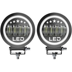 Led Rijden Licht 4 Inch 5 Inch Wit Halo Werk Licht Led Lens Angel Eyes Offroad Led Extra Verlichting Fit voor 4X4 Truck Uaz Atv