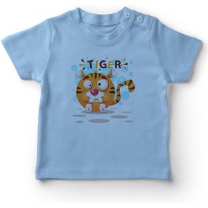 Angemiel Baby Zitten Tijger Baby Boy T-shirt Blauw
