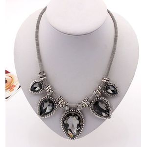 Mode Groen Chokers Kettingen Voor Vrouwen Zilveren-Kleur Choker Ketting Verklaring Ketting Luxe Kristal Hanger Collier Femme