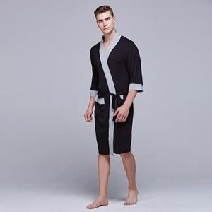 Stijl Mannen Gewaad Zomer Modale Nachtkleding Pyjama Half Mouw Kimono Badjas Gown Nachtjapon Leisure Homewear Nachtkleding