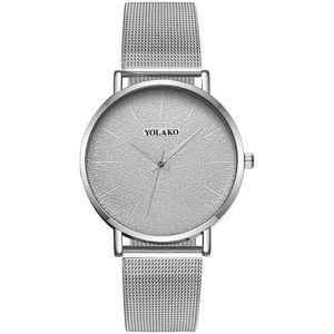 Yolako Eenvoudige Klassieke Zwarte Wijzerplaat Quartz Frosted Drie-Naald Horloge Relogio Masculino Heren Horloge Ultra-Dunne Legering mesh