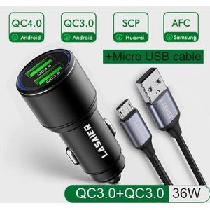 Lasaier Quick Charge 3.0 36W Qc Autolader Voor Samsung S10 9 Snelle Auto Opladen Voor Xiaomi Iphone QC3.0 mobiele Telefoon Usb Lading