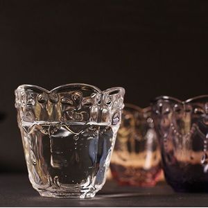 Retro Graveren Ronde Wijn Glas Sap Whiskey Wiskey Goblet Ontbijt Melk Bril Zakka Stijl Roze Paars Glaswerk Hart