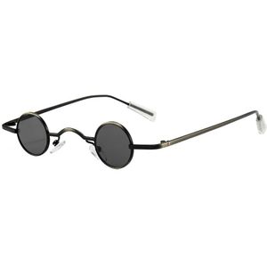 Retro Mini Vintage Ronde Gepolariseerde Zonnebril Mannen Zonnebril Vrouwen Metalen Frame Zwart Lens Brillen Rijden