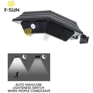 T-SUNRISE Dakbedekking Tegel Vorm Solar Spotlight Solar Gutter Lights Pir Motion Sensor Licht Outdoor Verlichting Tuin Beveiliging Lamp