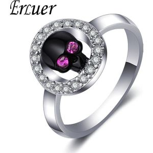 Erluer Ringen Voor Vrouwen Paars Zirconia Mode-sieraden Womens Black Skull Ring Circular Charm Engagement Bruiloft Sieraden