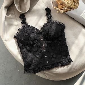 Franse Sexy Kant Hemdje Zomer Ademend Crop Top Pads Push Up Triangel Cups Sexy Tube Top Zwart Wit
