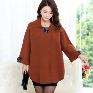 Plus Size vrouwen Vest Jassen Herfst Middelbare Leeftijd Trenchcoat Winter Vleermuis overhemd Grote maat Losse Gebreide Trui Tops w20