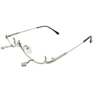 Mode Halve Frame Bril Zonder Lens Bril Frame Met Ketting Vrouwen Accessoires Metalen Ketting Ogen Bril Gezicht Sieraden