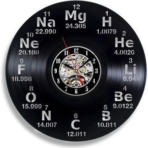 Vinyl Record Wandklok Modern Chemie Lab Elements Biologie Science Vintage Vinyl Klokken Muur Horloge Voor Wetenschapper