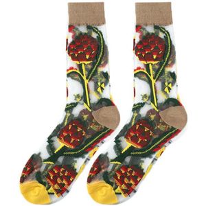 Chaozhu Mode Jonge Bloemen Zonnebloemen Esthetische Vrouwen Meisjes Zomer Dunne Art Sokken Straat Trendy Ootd Ins Vrouwelijke Sheer Sox