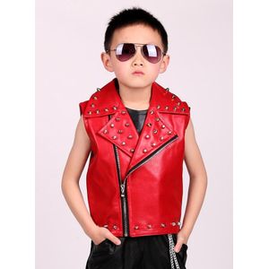 Jongens Hip-Hop Leren Jas Klinknagel Vest Jas kinderen Prestaties Kleding Dans Vest Modis Kids Cothes Y1234