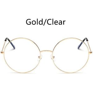 Grote Ronde Glazen Transparante Vrouwen Brillen Frames Metal Clear Lens Nullen Monturen Bijziendheid Nerd Mode Brilmontuur