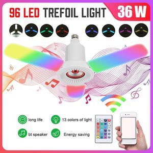 Led Garage Licht E27 Vervormbare Plafondlamp Dimbare Rgb Muziek Lamp Met Bluetooth Speaker Afstandsbediening