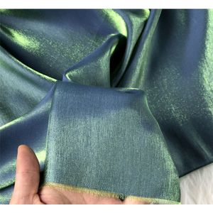 CF621 Glans Blue & Green Zijde Linnen Zomer/Herfst Dunne Super Zachte Stoffen Voor Mode Jurk Pyjama Career Suits broek Stoffen